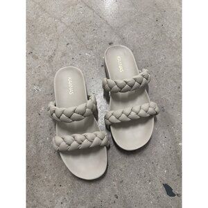Kaanas Coco Sandals Off White Braided Flats Leather